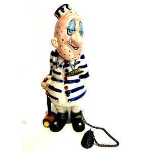 Vintage Kreiss & Co Ceramic Jailbird Prisoner Striped Jumpsuit  Figurine